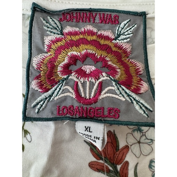 New JOHNNY WAS Tunic Top Women's XL Floral 3/4 Sleeve Bohemian Stretch‎ Boho - Picture 4 of 13